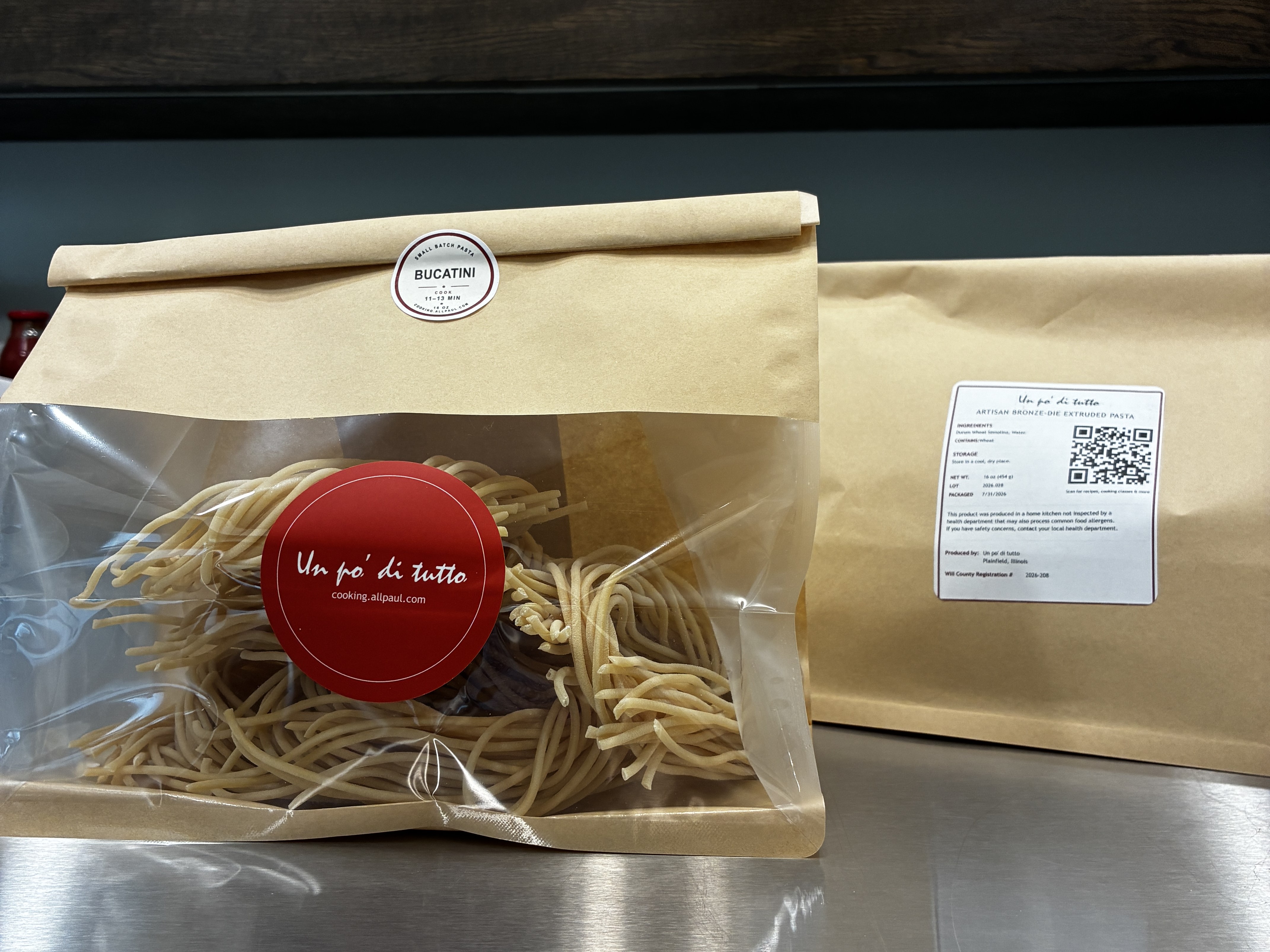 Packaged Bucatini pasta