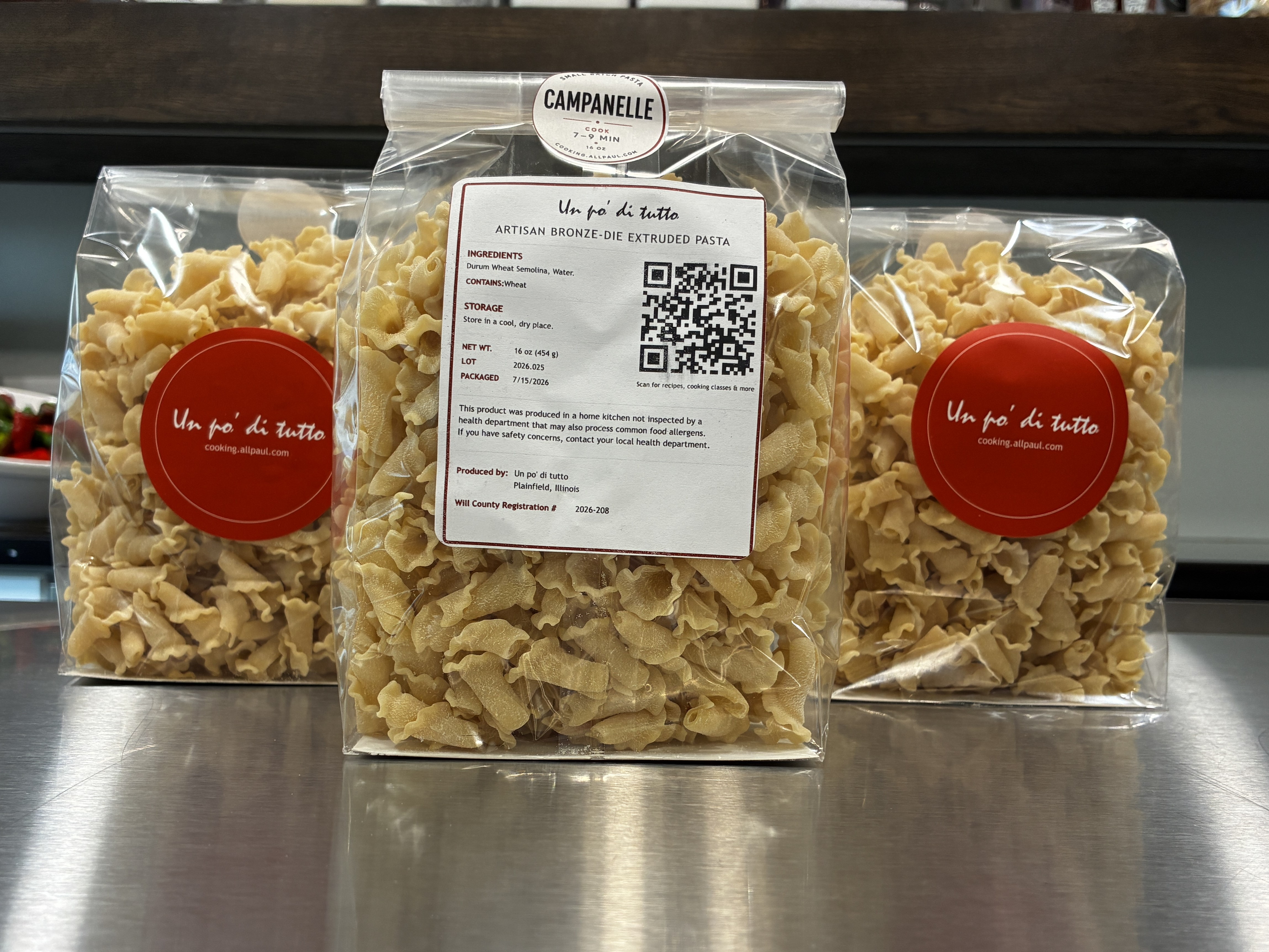 Packaged Campanelle pasta