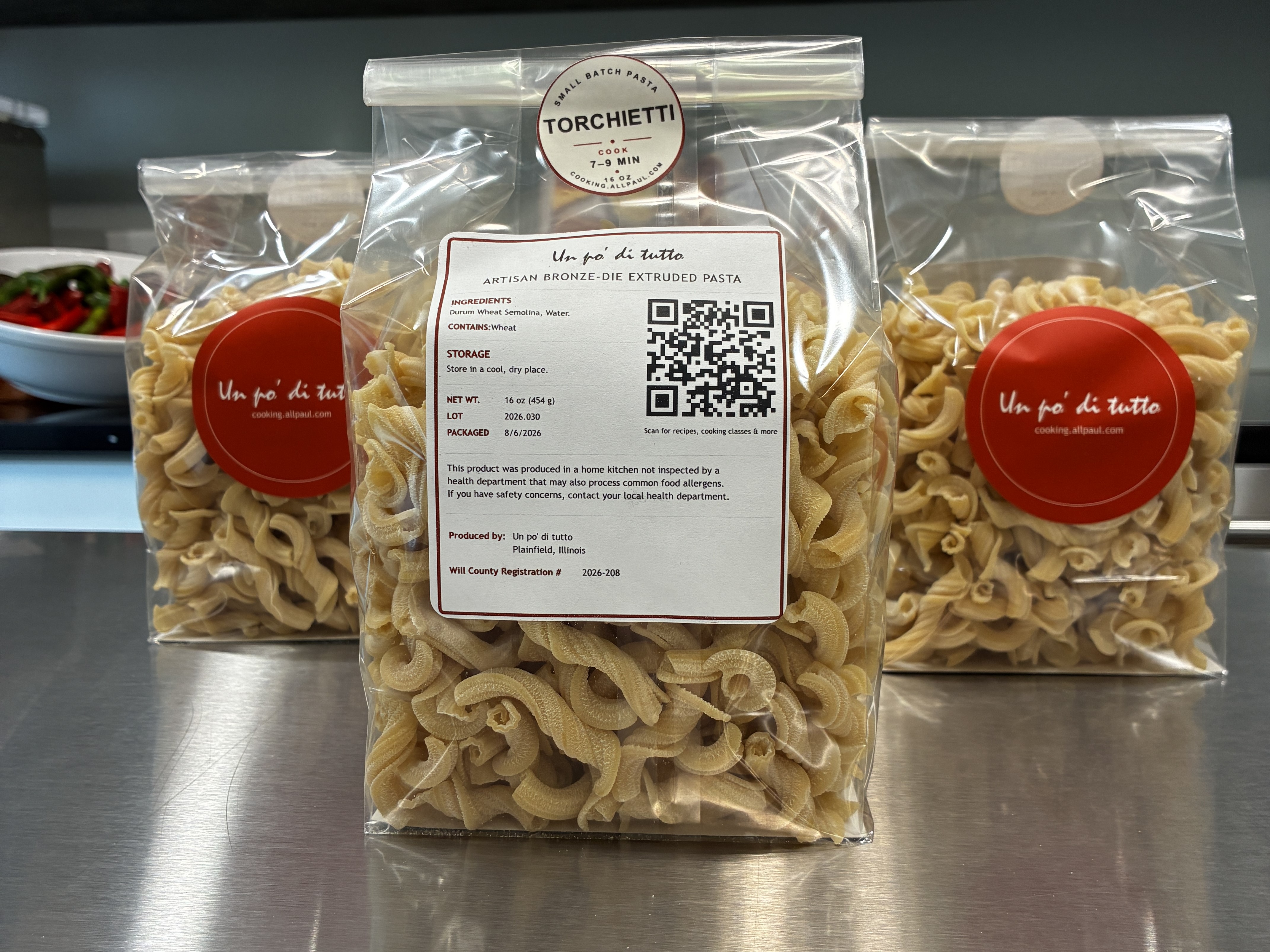 Packaged Torchietti pasta
