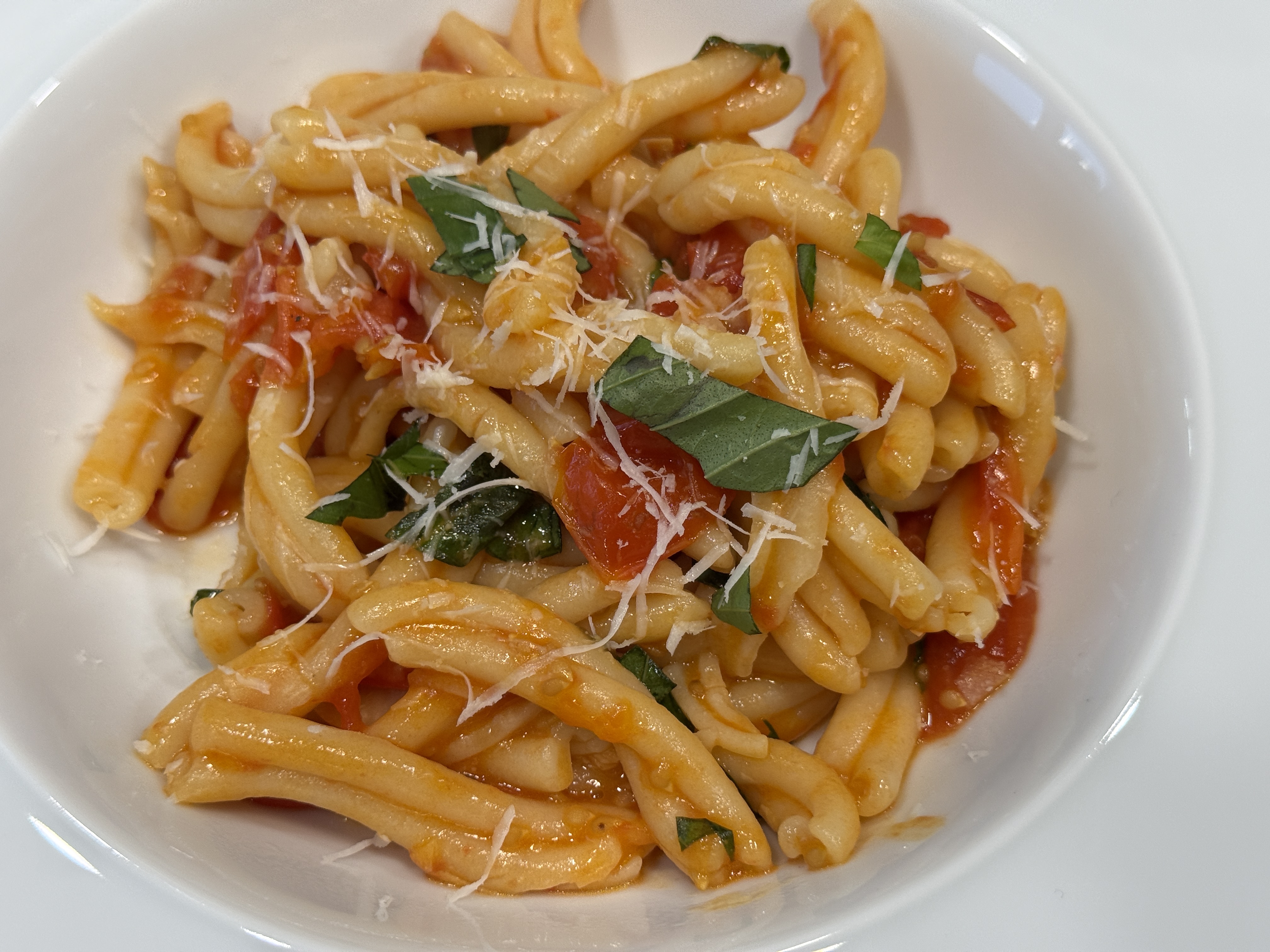 Casarecce with Cherry Tomatoes, Garlic & Basil